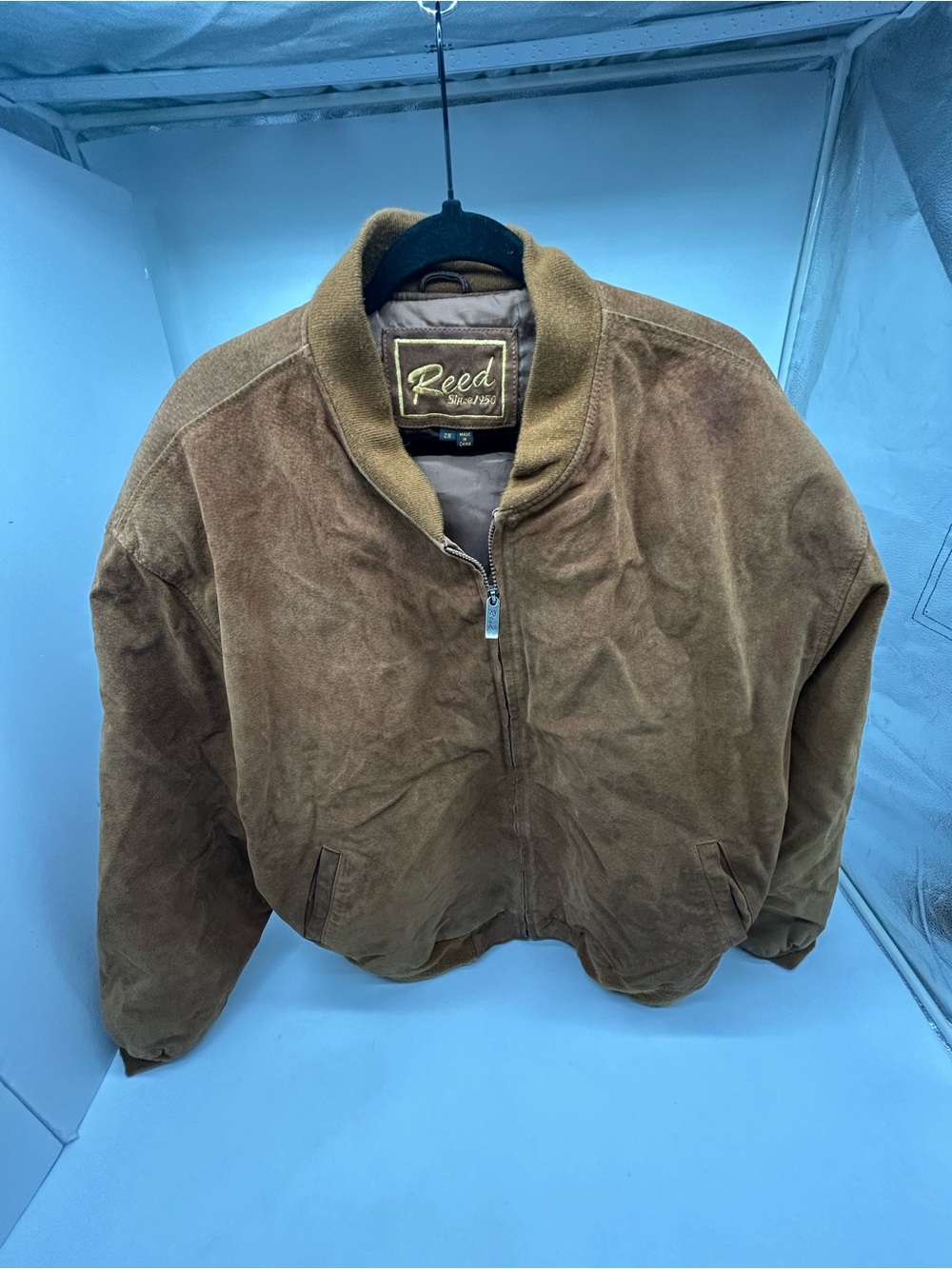 Vintage Reed Suede Leather Bomber Jacket in Brown 2XL
